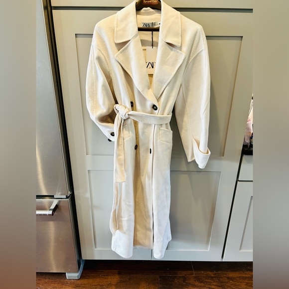 Zara Winter White Wool Coat - Picture 5 of 10
